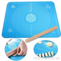 Silicone Rolling Mat And Wooden Pin  Amytalk 15.7''19.6'' Non-Stick Silicone Pastry Mat And 11.8'' Wooden Rolling Pin  Reusable Pastry Mat with Measurements  Liner Heat Resistance Table Placemat Pad - B07FJM9N9K
